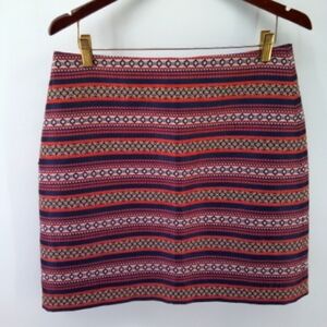 NWT Ann Taylor Loft Petites Orange Blue Pattern Skirt 12 P
